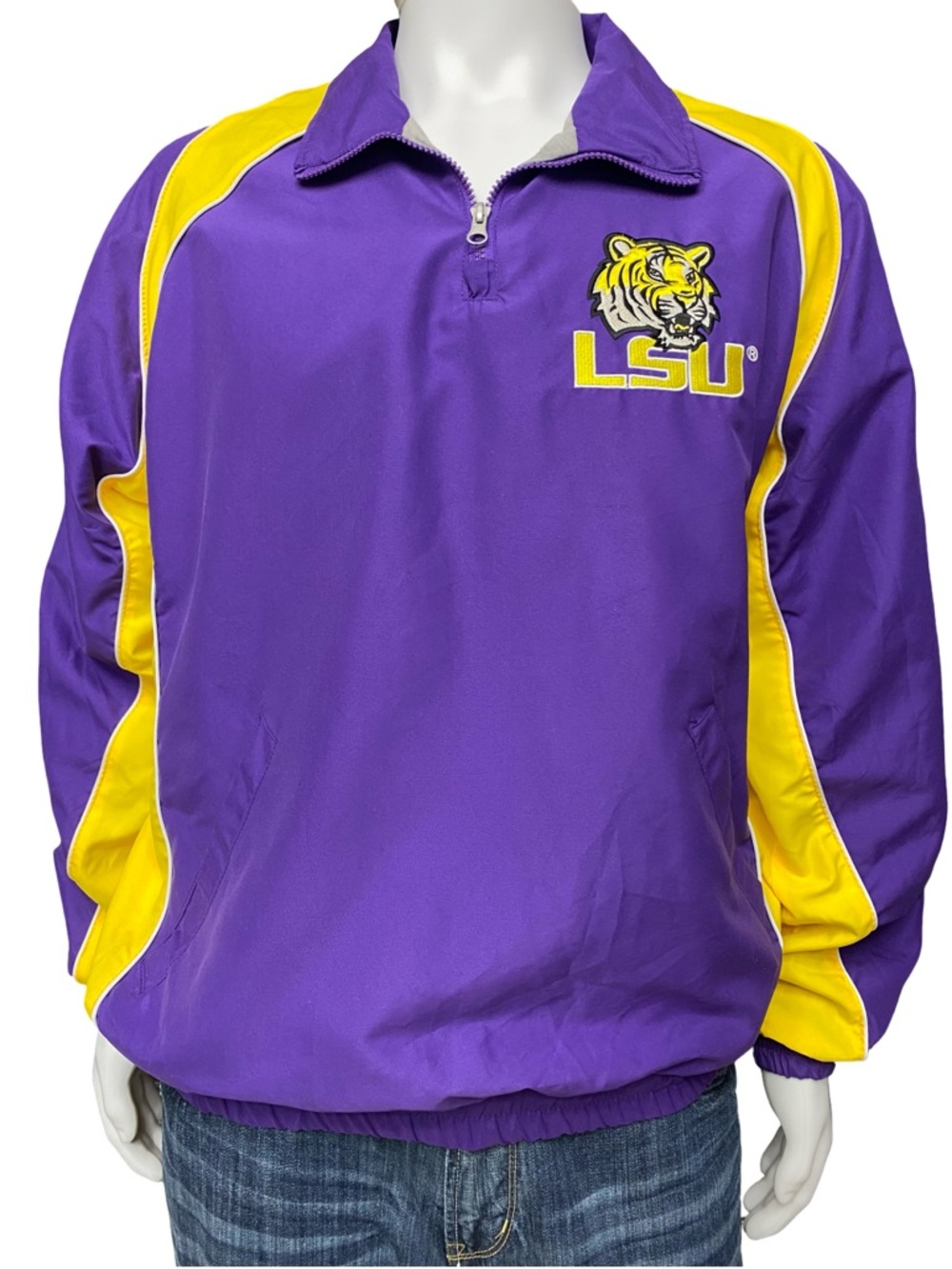 LSU Tigers Windbreaker Jacket Men’s M Purple Gold Pullover Quarter Zip